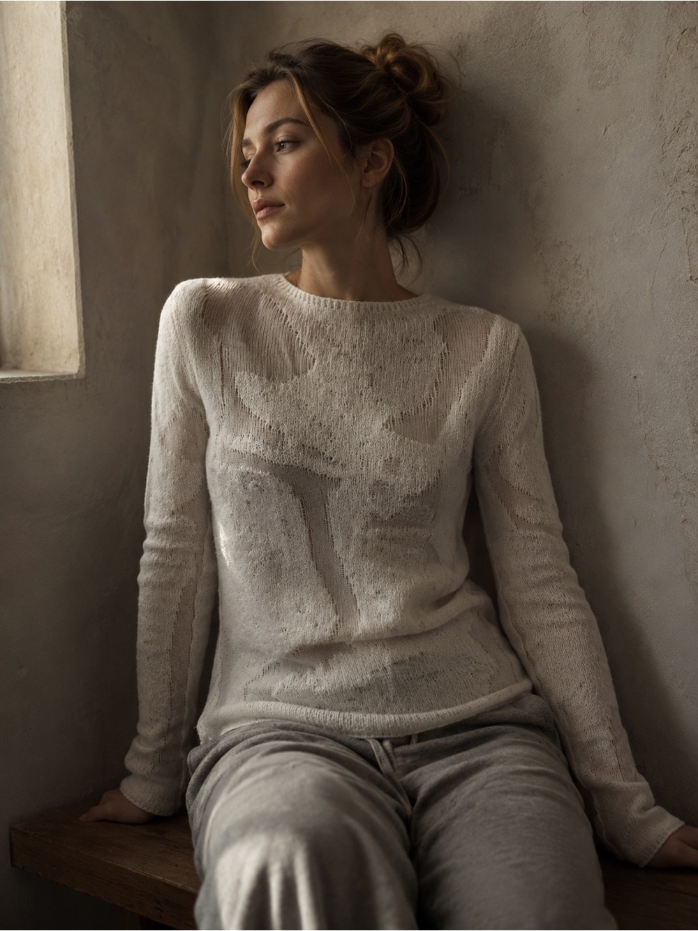 Zara Ivory Open Knit Sweater Size Small Boho Lightweight Viscose Blend